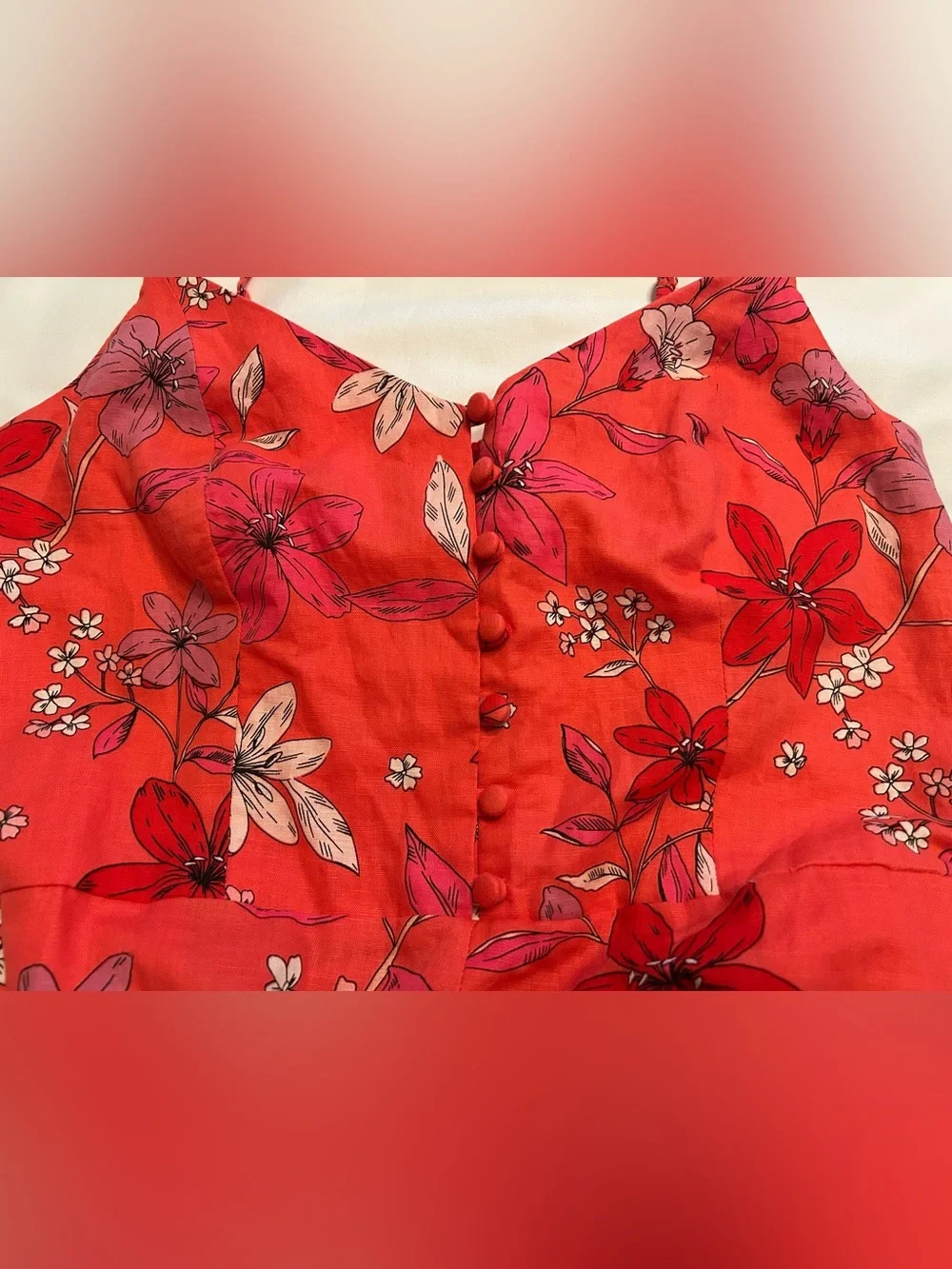 Banana Republic Floral Spaghetti-Strap Wide-Leg Crop Jumpsuit in Coral Size 8